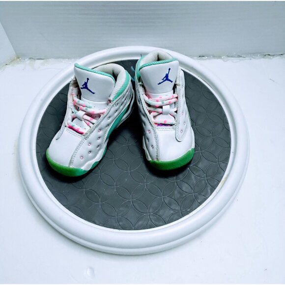 Nike Jordan 13 Retro Toddler Shoes 6C White/Green/Pink Basketball Sneakers - Picture 2 of 7